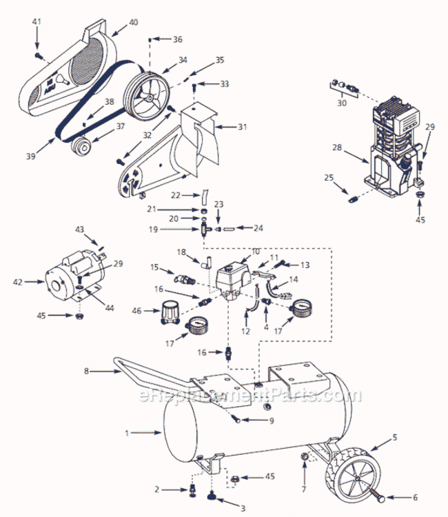 Page A Diagram and Parts List for VX832103 2000 Campbell Hausfeld Compressor